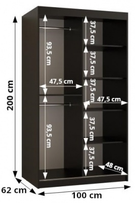 Šatní skříň Tafla Slim Jodelka 1 - 100 cm