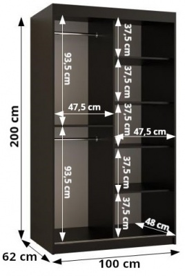 Šatní skříň Tafla Slim Jodelka 2 - 100 cm