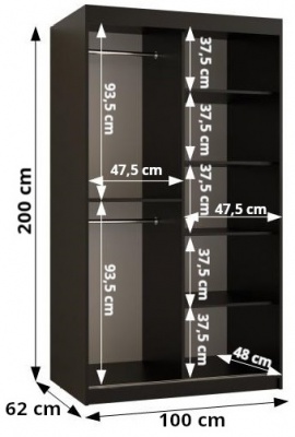 Šatní skříň Tafla Vlnka 2 - 100 cm