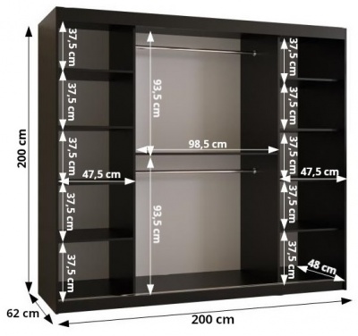 Šatní skříň Anrika 1 - 200 cm