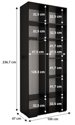 Šatní skříň Tahoe Rifel 2 černý mat - 200 cm