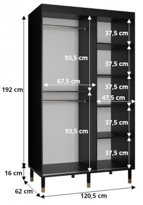 Šatní skříň Opsila Jodelka 2 černá - 120 cm