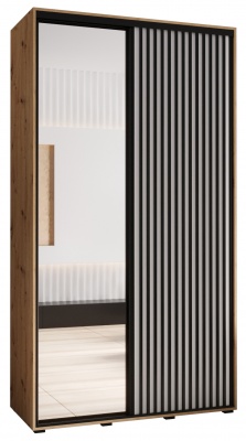 Šatní skříň Olinka 2 130 (hloubka 45 cm) - Artisan + bílá + zrcadlo