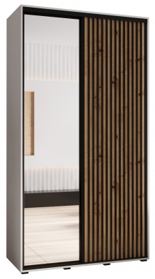 Šatní skříň Olinka 2 130 (hloubka 45 cm) - bílá + Artisan + zrcadlo