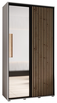 Šatní skříň Olinka 2 130 (hloubka 45 cm) - bílá + černá + zrcadlo