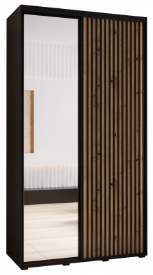 Šatní skříň Olinka 2 130 (hloubka 45 cm) - černá + Artisan + zrcadlo