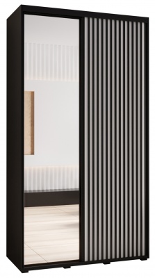 Šatní skříň Olinka 2 130 (hloubka 45 cm) - černá + bílá + zrcadlo