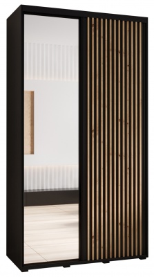 Šatní skříň Olinka 2 130 (hloubka 45 cm) - černá + černá + zrcadlo