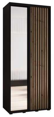 Šatní skříň Olinka 2 120 (hloubka 60 cm) - černá + černá + zrcadlo