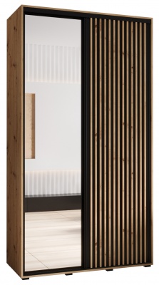 Šatní skříň Olinka 2 130 (hloubka 60 cm) - Artisan + černá + zrcadlo