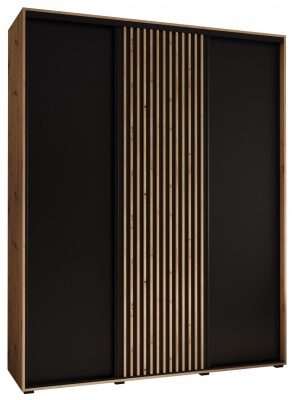 Šatní skříň Sofinka 200 (hloubka 45 cm) - Artisan + černá