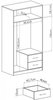 Šatní skříň Smart SRL3 - se zrcadlem Artisan