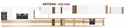 Kuchyňská linka Artisan bílý lesk - Sestava 3