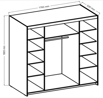 Šatní skříň Elena 4D 6S se zrcadlem - bílý mat