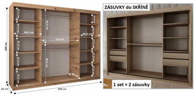 Šatní skříň Romana 2 - 250 cm