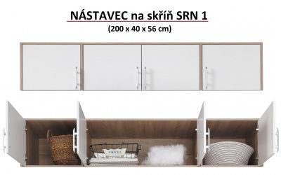 Šatní skříň Smart SRL1 - se zrcadlem bílá + sonoma