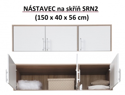 Šatní skříň Smart SRL2 - se zrcadlem bílá + sonoma
