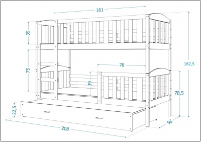Patrová postel pro 3 děti Kubus 3 200x90