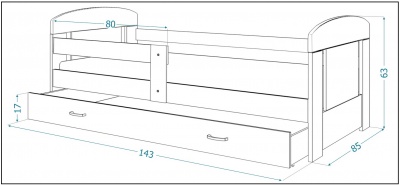 Dětský pokoj Filip Grafika s postelí 140x80 - sestava 3