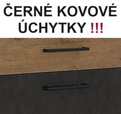 Kuchyňská linka Vigo matera mat + pracovní deska, černé kovové úchytky - Sestava 4