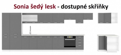 Kuchyňská skříňka Sonia šedý lesk - dvířka pro vestavnou myčku ZM 570 x 446