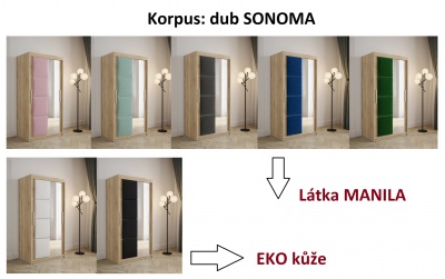 Šatní skříň Vapi 2 - 100 cm - čalouněné panely