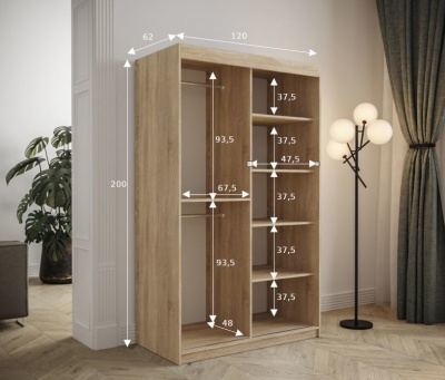Šatní skříň Vapi 2 - 120 cm - čalouněné panely
