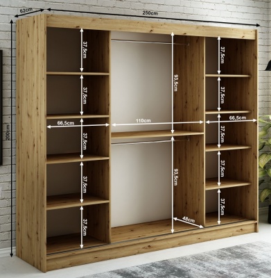Šatní skříň Nebe T1 - 250 cm