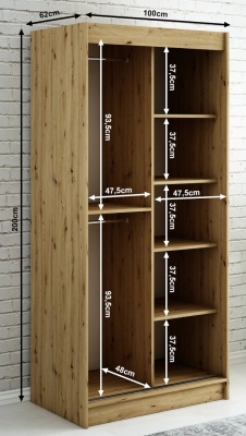 Šatní skříň Nebe V1 - 100 cm