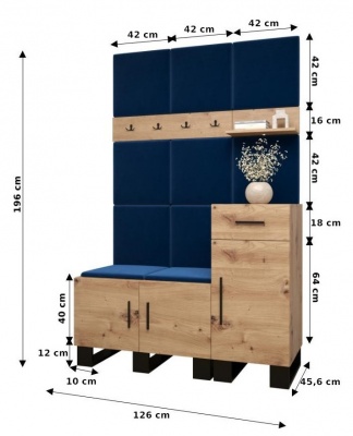 Předsíňová stěna Tina dub Artisan + Manila 02 - Sestava 5