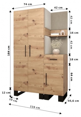 Předsíňová stěna Tina dub Artisan + Manila 02 - Sestava 6