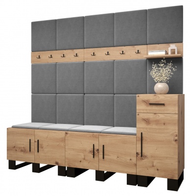 Předsíňová stěna Tina dub Artisan + Manila 16 - Sestava 8