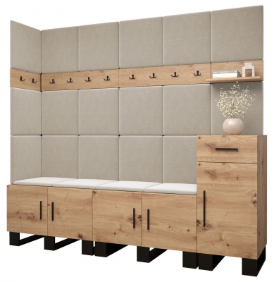 Předsíňová stěna Tina dub Artisan + Manila 02 - Sestava 9