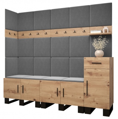 Předsíňová stěna Tina dub Artisan + Manila 16 - Sestava 9