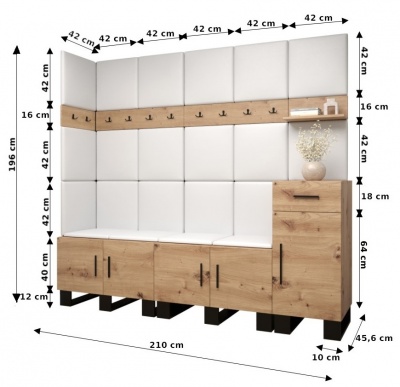 Předsíňová stěna Tina dub Artisan + Manila 16 - Sestava 9