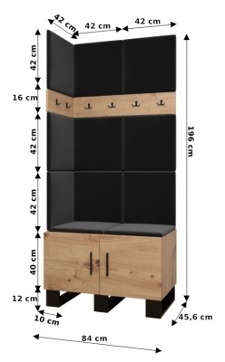Předsíňová stěna Tina dub Artisan + Manila 16 - Sestava 11