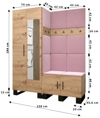 Předsíňová stěna Tina dub Artisan + Manila 26 - Sestava 14