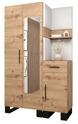 Předsíňová stěna Tina dub Artisan + bílá EKO kůže - Sestava 16