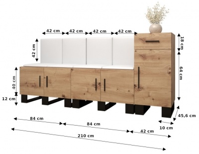 Předsíňová stěna Tina dub Artisan + Manila 35 - Sestava 17