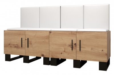 Předsíňová stěna Tina dub Artisan + bílá EKO kůže - Sestava 20