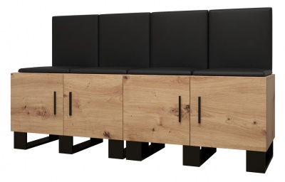 Předsíňová stěna Tina dub Artisan + černá EKO kůže - Sestava 20