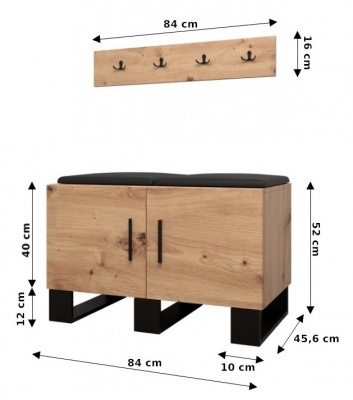 Předsíňová stěna Tina dub Artisan + Manila 02 - Sestava 21