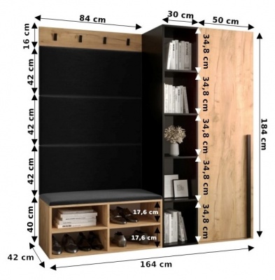 Předsíňová stěna Kari bílý mat + Manila 11 - Sestava 1