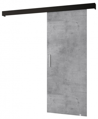 Posuvné dveře Komodor I - Beton + černá + stříbrná úchytka
