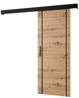 Posuvné dveře Komodor IX - Artisan + černá + černá úchytka