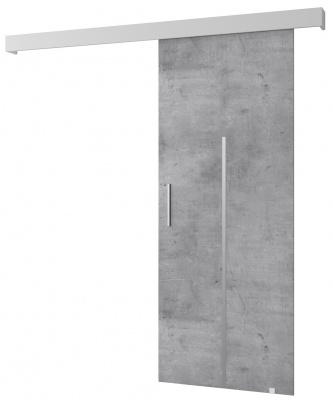 Posuvné dveře Komodor X - Beton + bílá + stříbrná úchytka