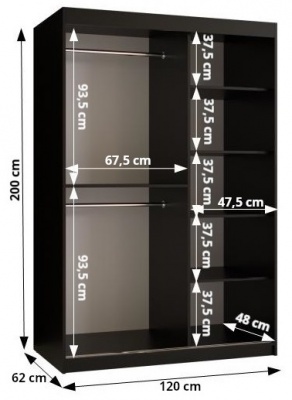 Šatní skříň Borka 2 120 cm - černý mat