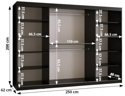 Šatní skříň Král Pole - 250 cm