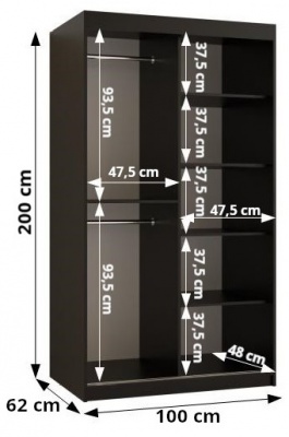 Šatní skříň Král T2 - 100 cm