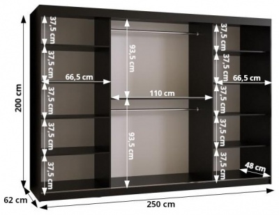 Šatní skříň Král T2 - 250 cm